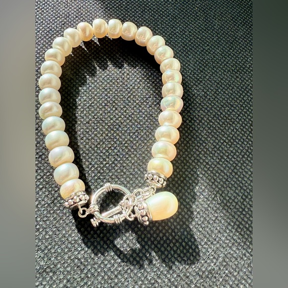 QVC Elegant Cream Pearl Necklace and Bracelet Set NWT Stamped 925 Timeless Chic - Picture 4 of 9